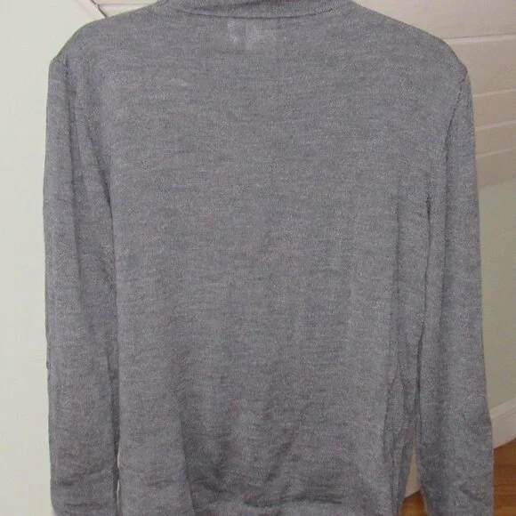 100% Merino Wool Gray Turtleneck Made in Italy Antonella Womens Size L - Picture 9 of 12